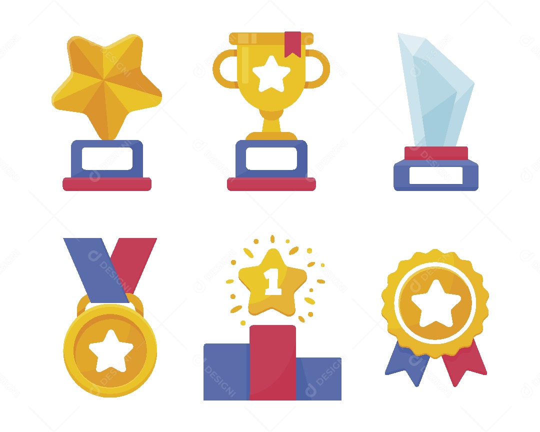 Conjunto de Troféus Ilustração Vetor EPS