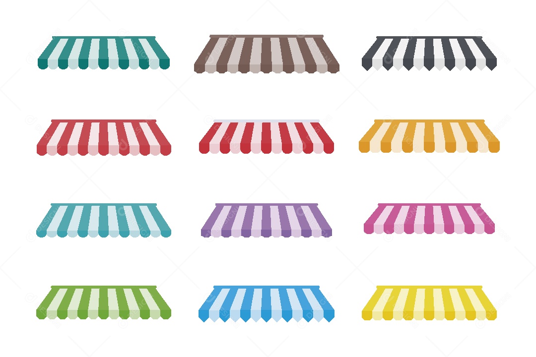 Conjunto de Toldos de Lojas Ilustração Vetor EPS