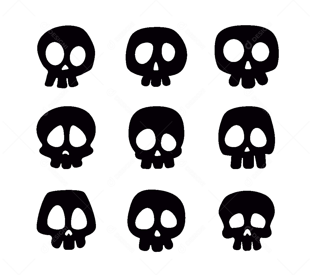 Conjunto de Caveiras Ilustração Vetor EPS
