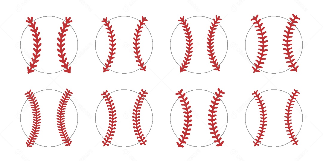 Conjunto de Costuras de Bolas de Beisebol Vetor EPS