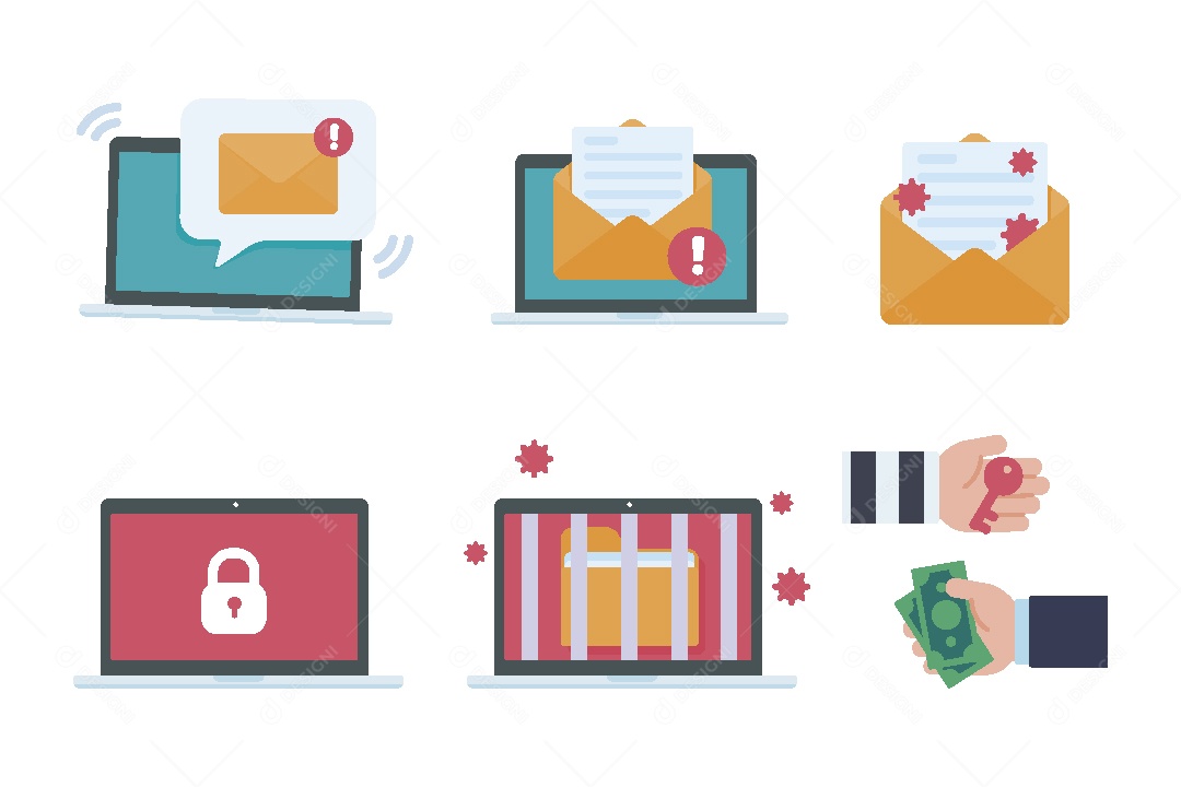 Conjunto de Ícones de Notificações Ilustração Vetor EPS