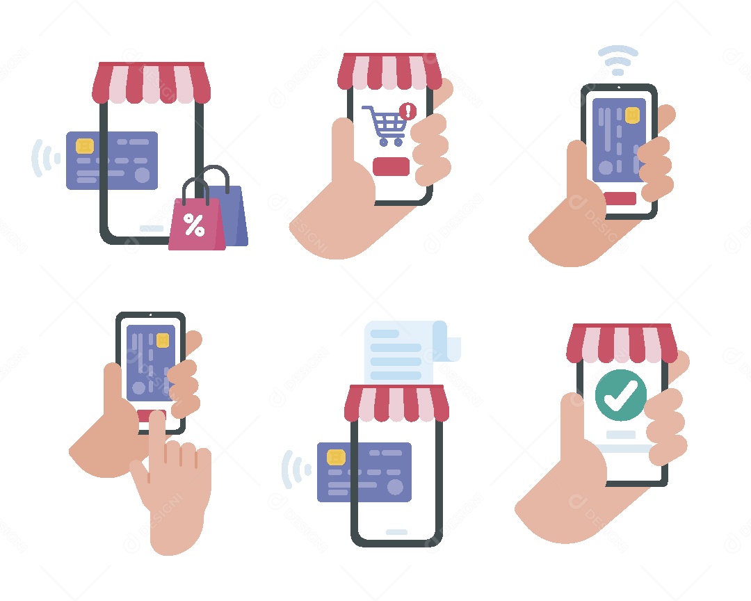 Conjunto de Ícones de Loja Online Ilustração Vetor EPS