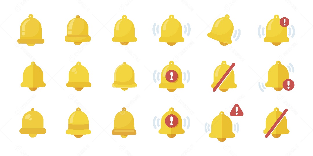 Conjunto de Ícones de Notificações Ilustração Vetor EPS