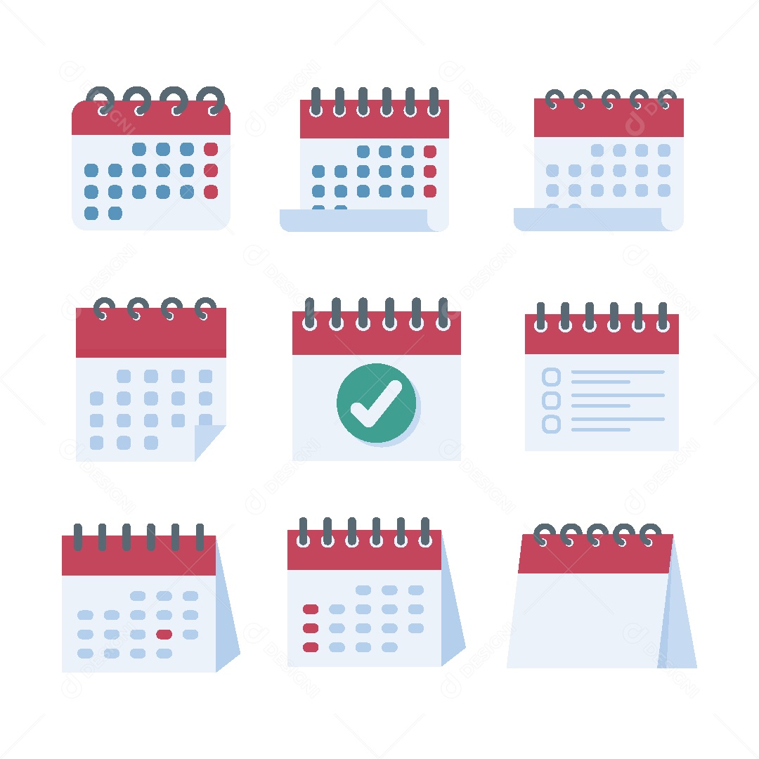 Conjunto de Ícones de Calendário Ilustração Vetor EPS