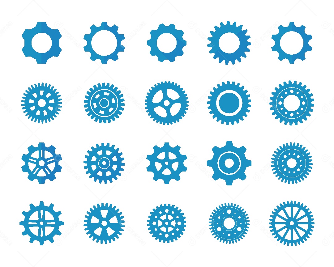 Conjunto de Engrenagens Ilustração Vetor EPS
