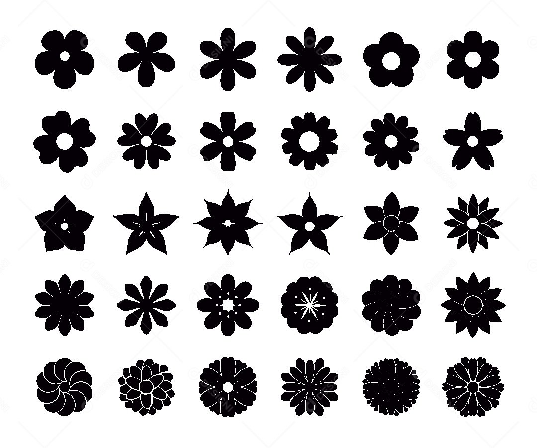 Conjunto de Flores Ilustração Vetor EPS