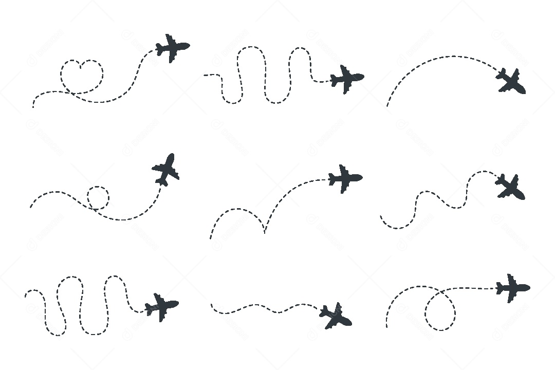 Conjunto de Rotas de Avião Ilustração Vetor EPS