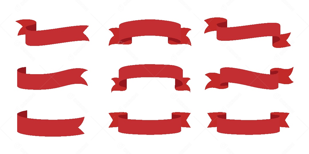 Conjunto de Fitas Vermelhas Ilustração Vetor EPS