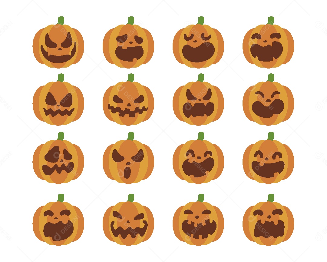 Conjunto de Abóbora do Halloween Ilustração Vetor EPS