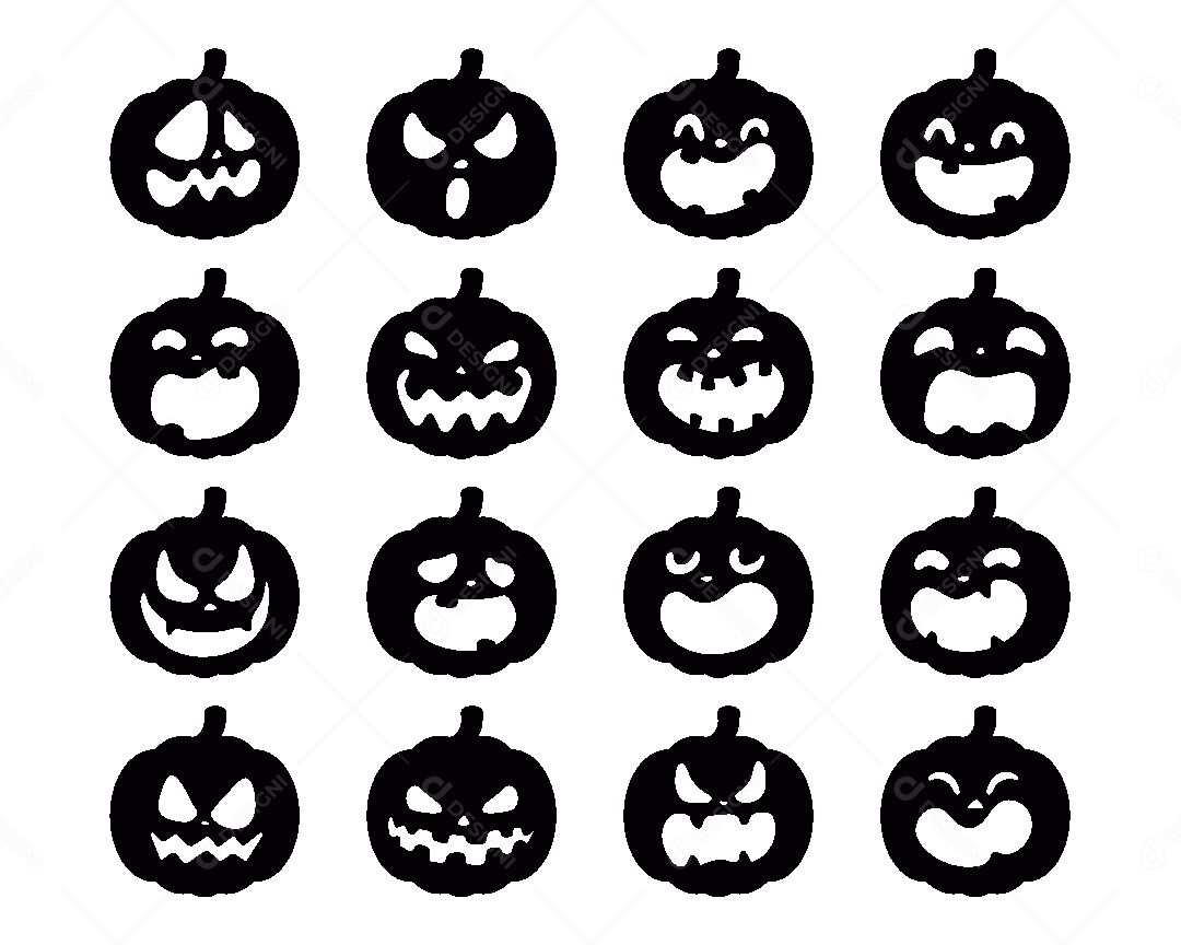 Conjunto de Abóbora do Halloween Ilustração Vetor EPS