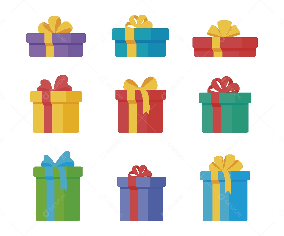 Conjunto de Caixa de Presentes Ilustração Vetor EPS