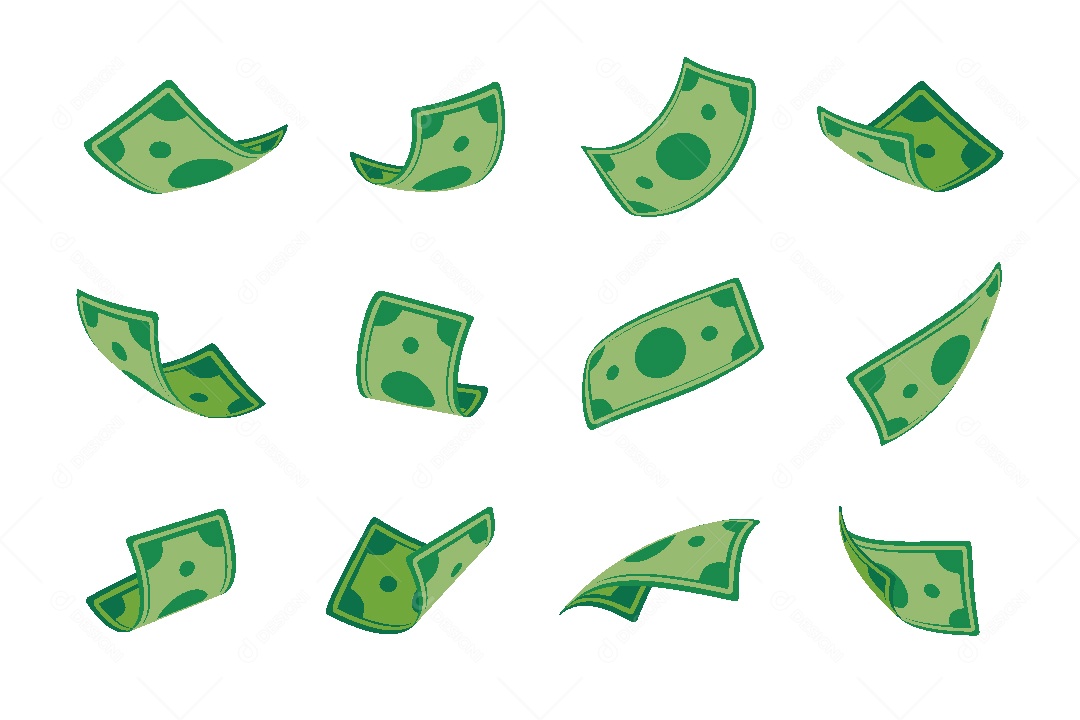 Conjunto de Notas de Dinheiro Ilustração Vetor EPS