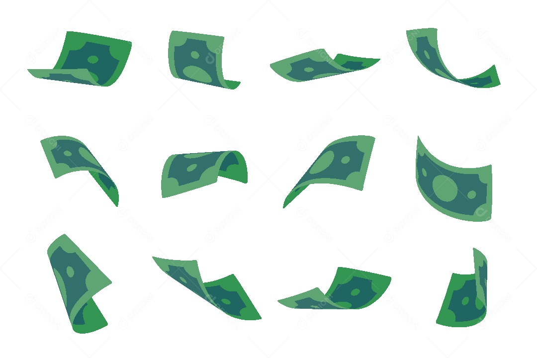 Conjunto de Notas de Dinheiro Ilustração Vetor EPS