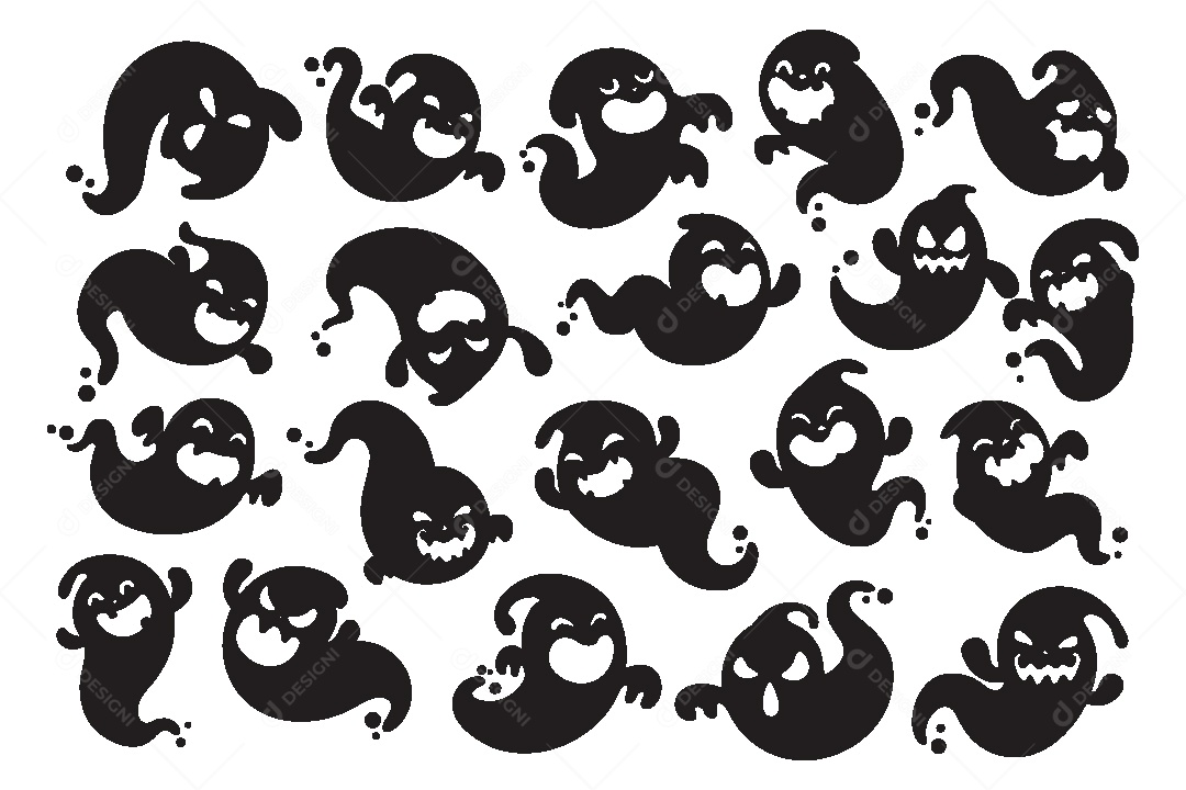 Conjunto do Fantasmas Ilustração Vetor EPS