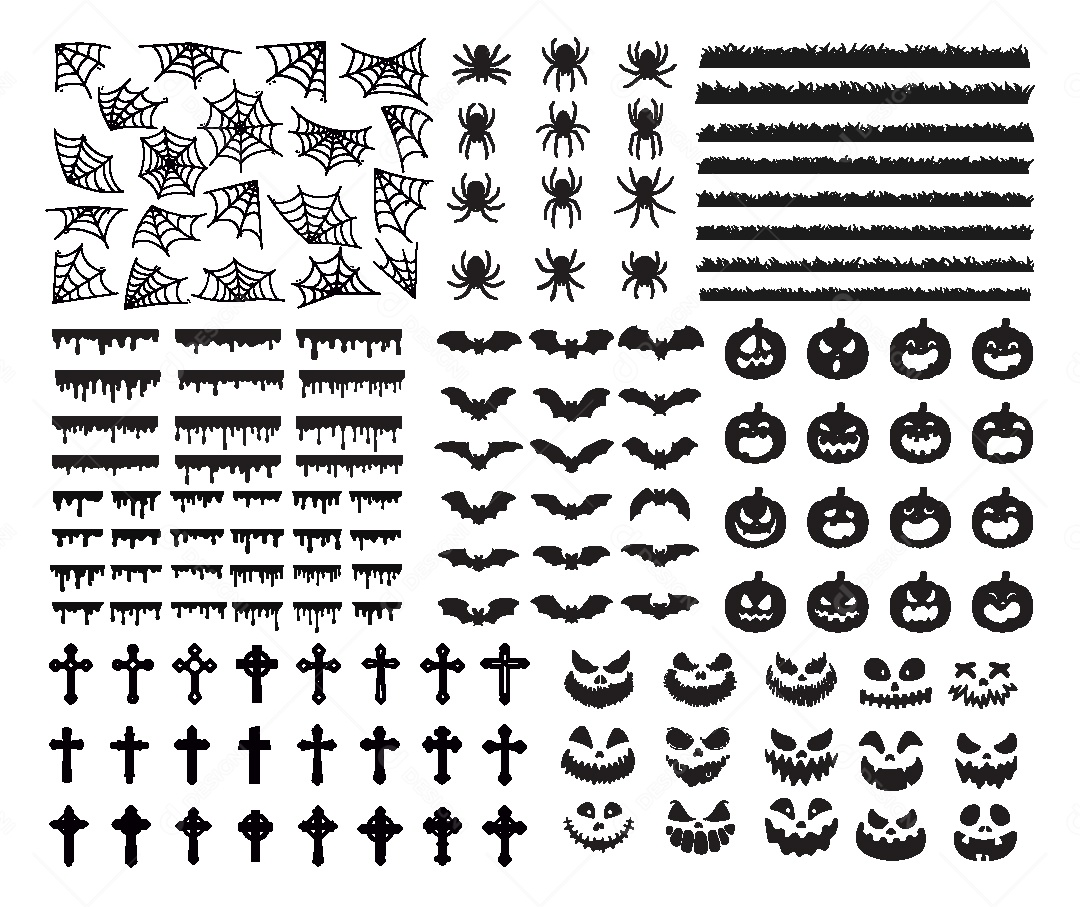 Conjunto de Elementos do Halloween Vetor EPS
