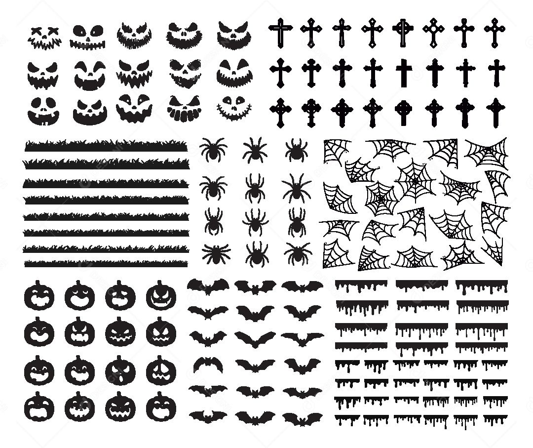 Conjunto de Elementos do Halloween Vetor EPS