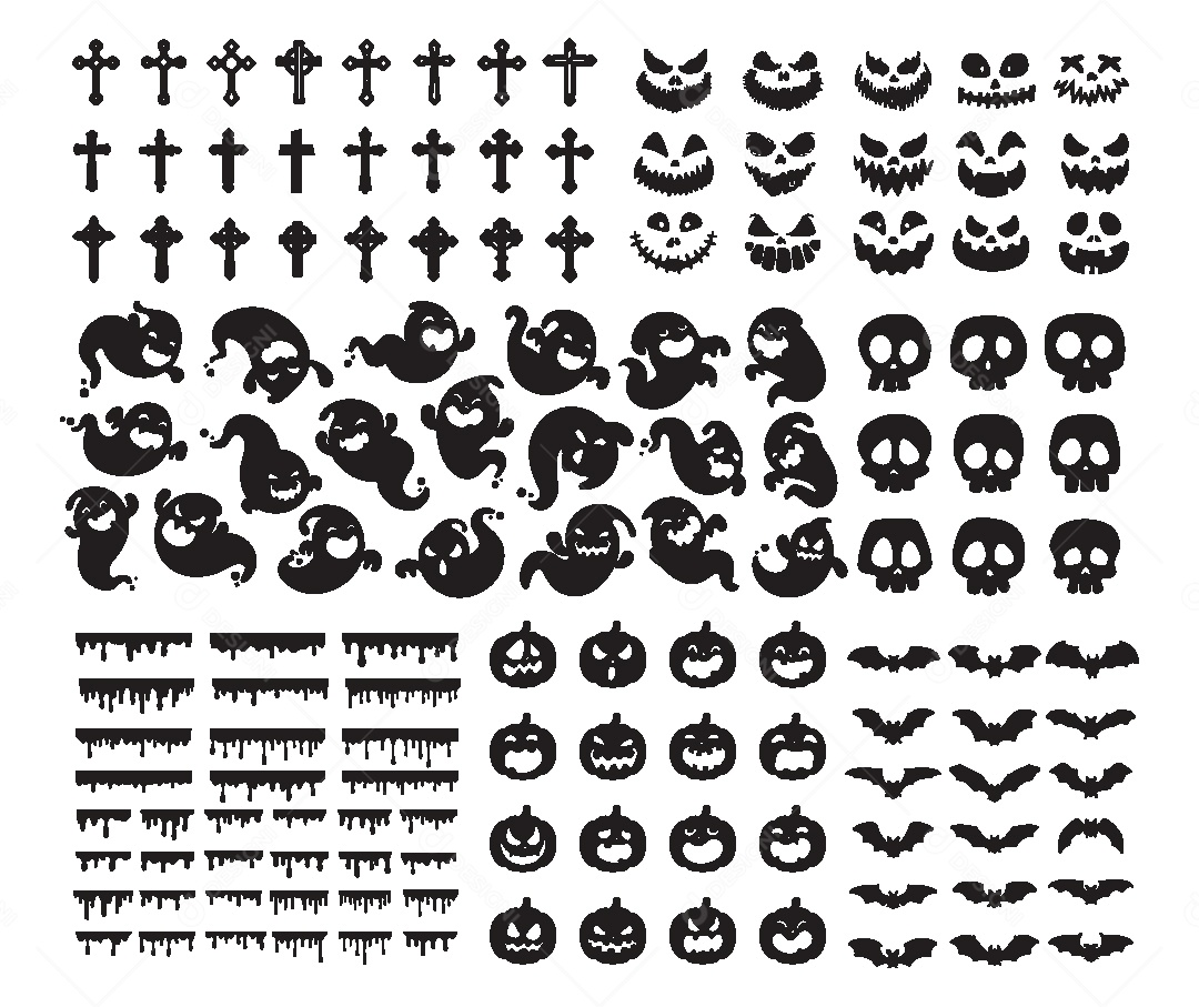 Conjunto de Elementos do Halloween Vetor EPS