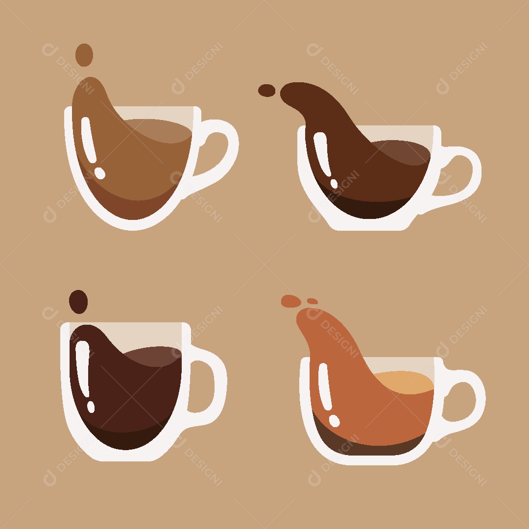 Conjunto de Xicaras Café Ilustração Vetor EPS