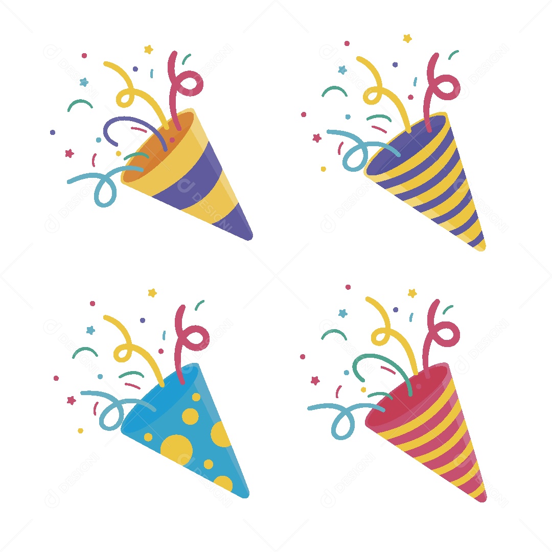 Conjunto de Confete de Aniversário Ilustração Vetor EPS