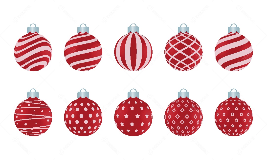 Conjunto de Bolas de Árvores de Natal Ilustração Vetor EPS