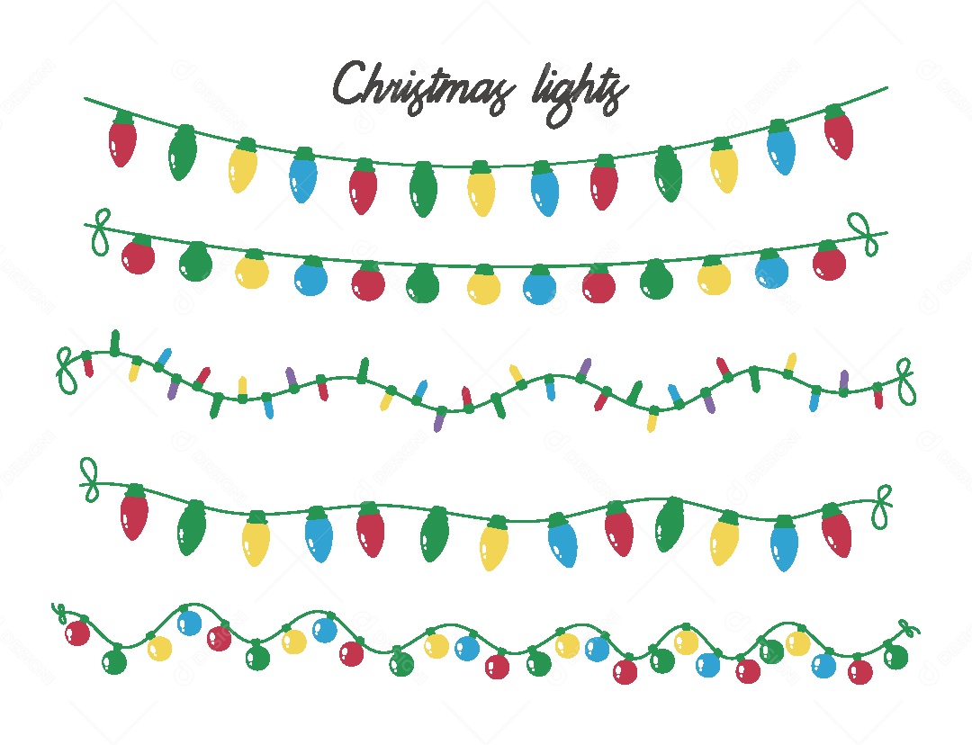 Conjunto de Luzes de Natal Ilustração Vetor EPS