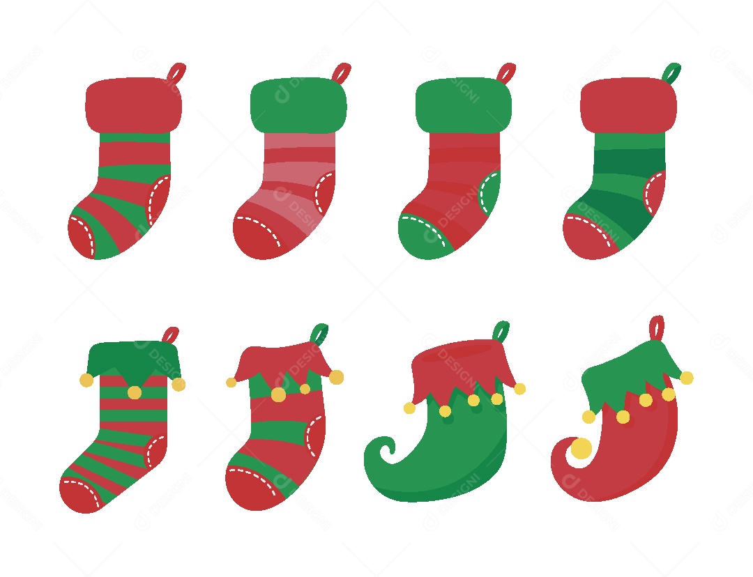 Conjunto de Meias de Natal Ilustração Vetor EPS