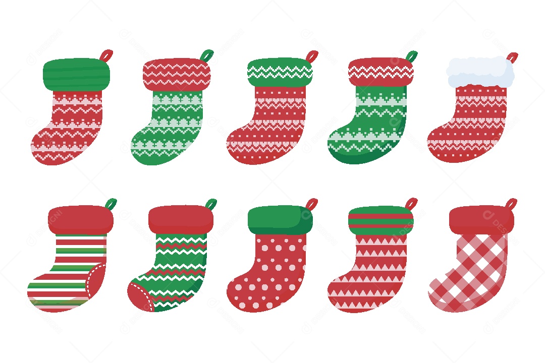 Conjunto de Meias de Natal Ilustração Vetor EPS