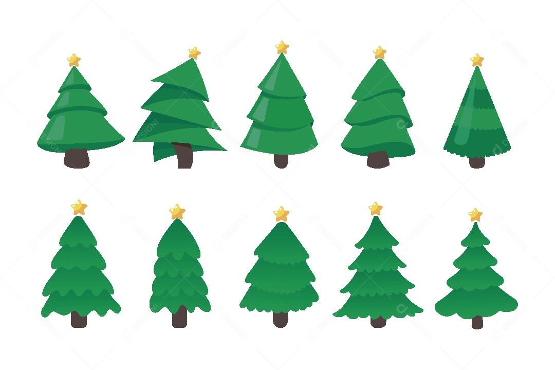 Conjunto de Árvores de Natal Ilustração Vetor EPS