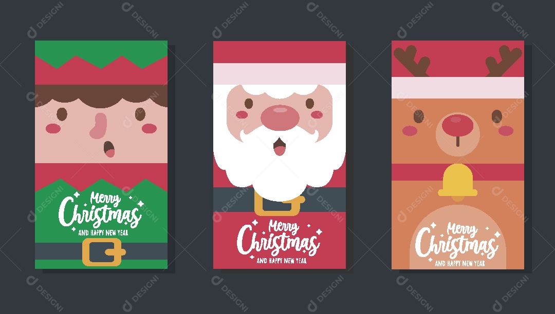Conjunto de Cartões de Natal Ilustração Vetor EPS
