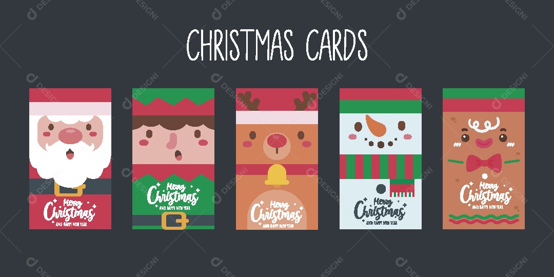 Conjunto de Cartões de Natal Ilustração Vetor EPS