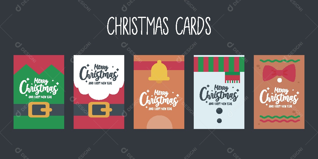 Conjunto de Cartões de Natal Ilustração Vetor EPS