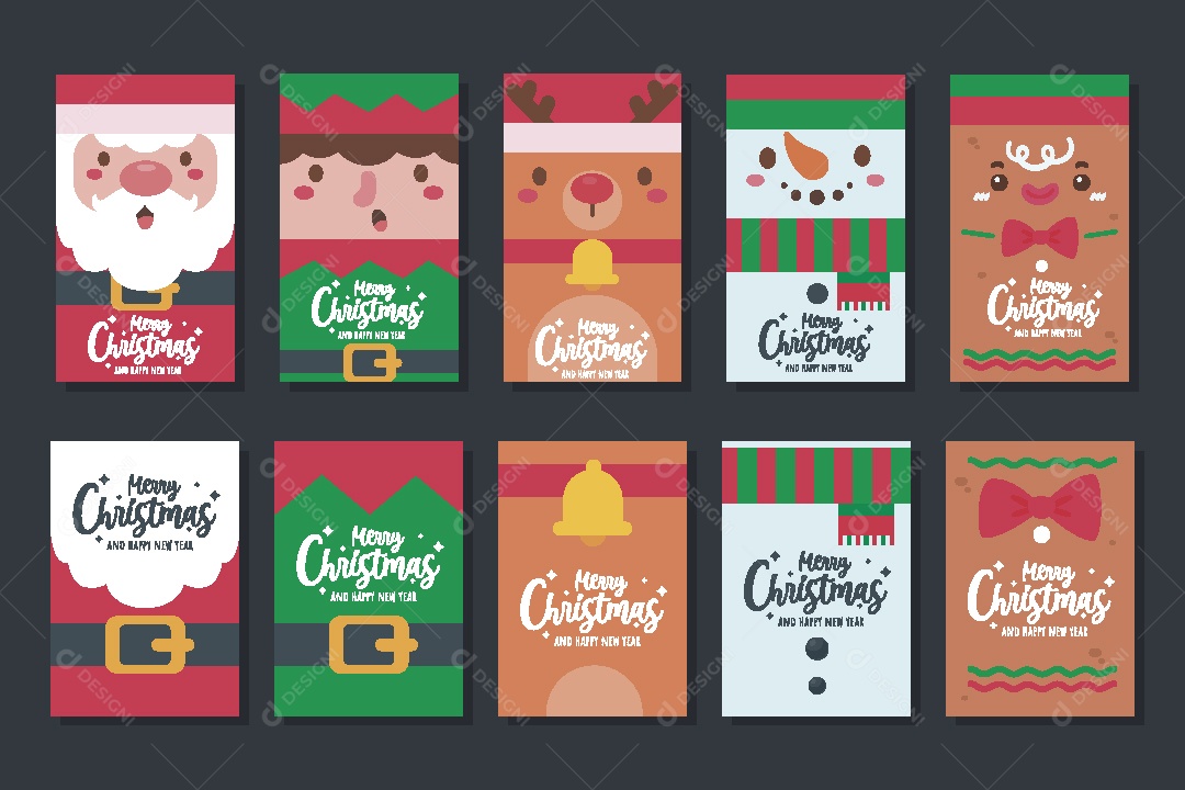Conjunto de Cartões de Natal Ilustração Vetor EPS