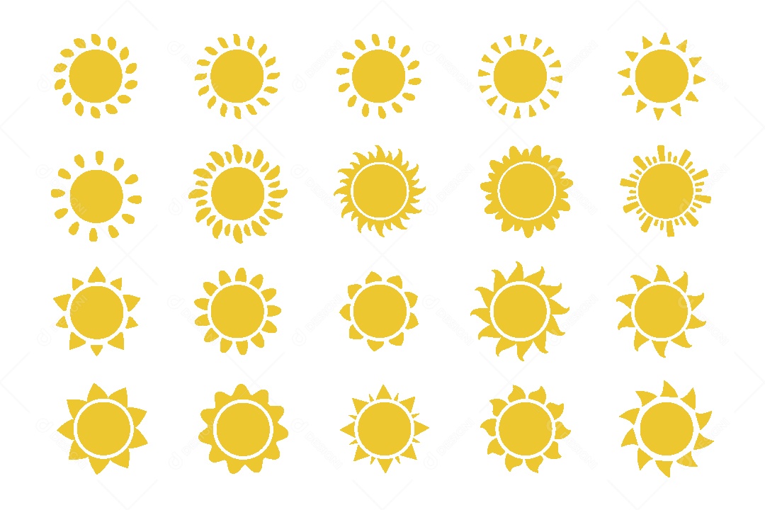 Conjunto de Sol Ilustração Vetor EPS