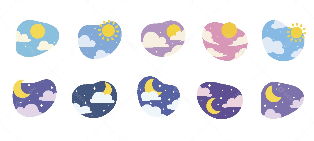 Conjunto de Clima e Tempo Ilustração Vetor EPS