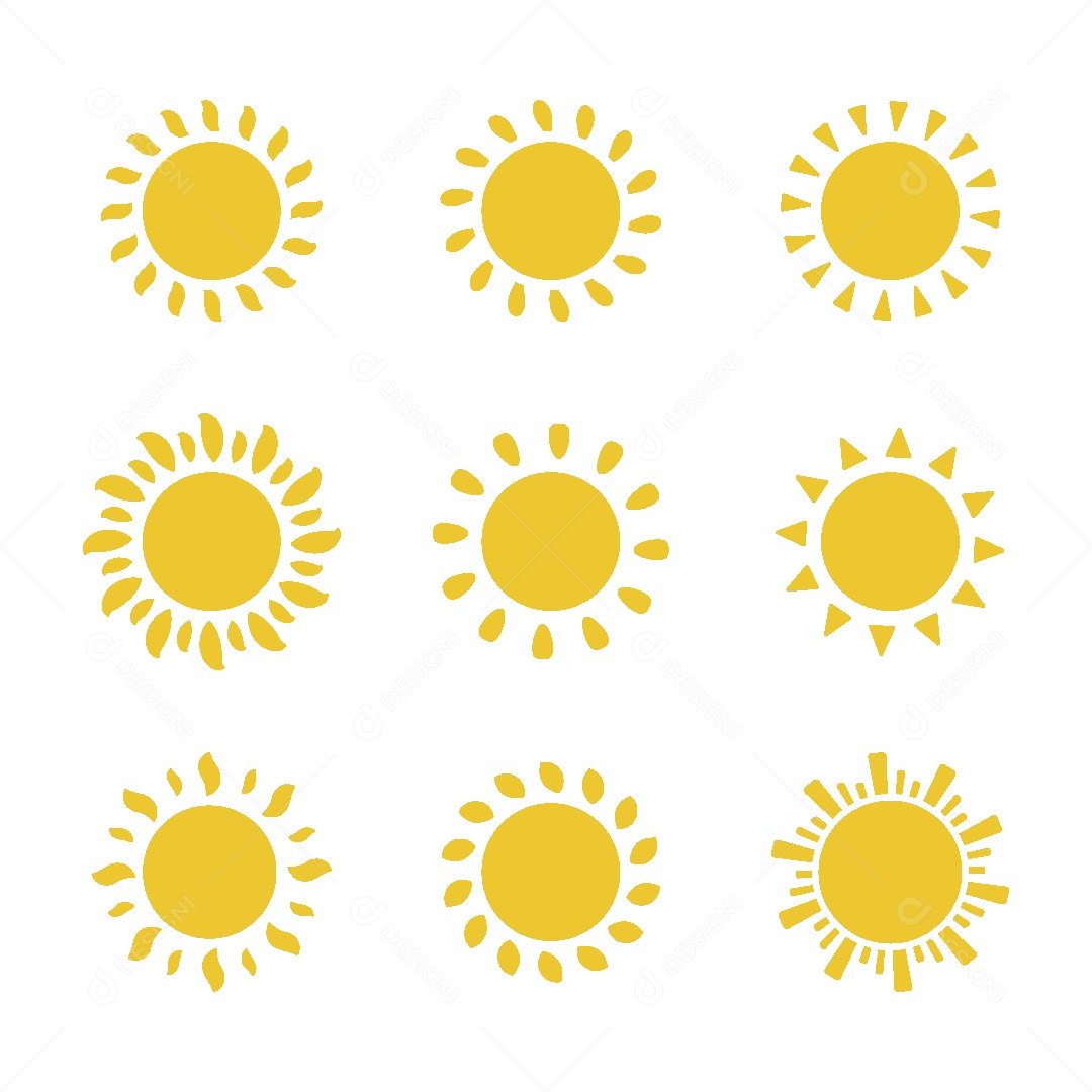 Conjunto de Sol Ilustração Vetor EPS