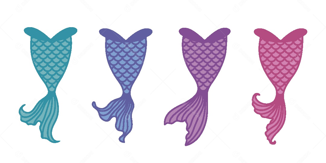 Conjunto de Cauda de Sereia Ilustração Vetor EPS