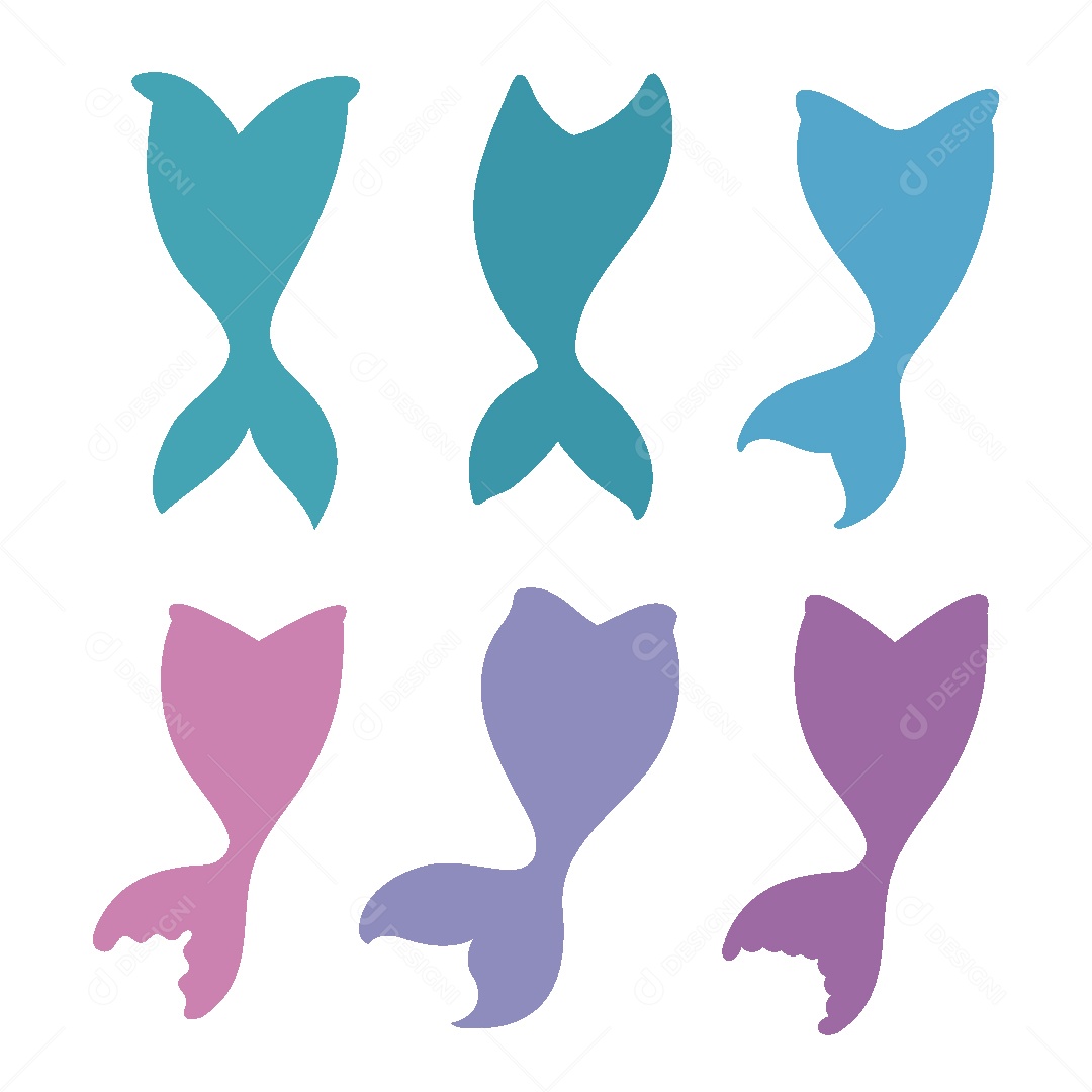 Conjunto de Cauda de Sereia Ilustração Vetor EPS