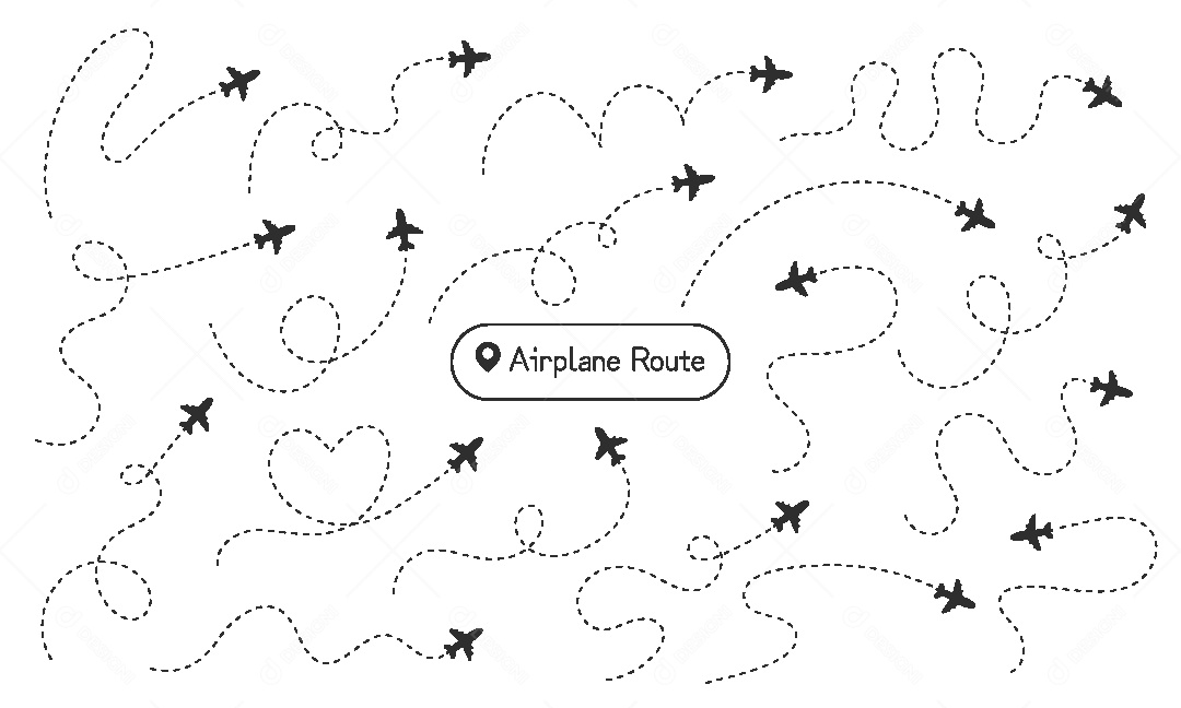 Conjunto de Rotas de Avião Ilustração Vetor EPS