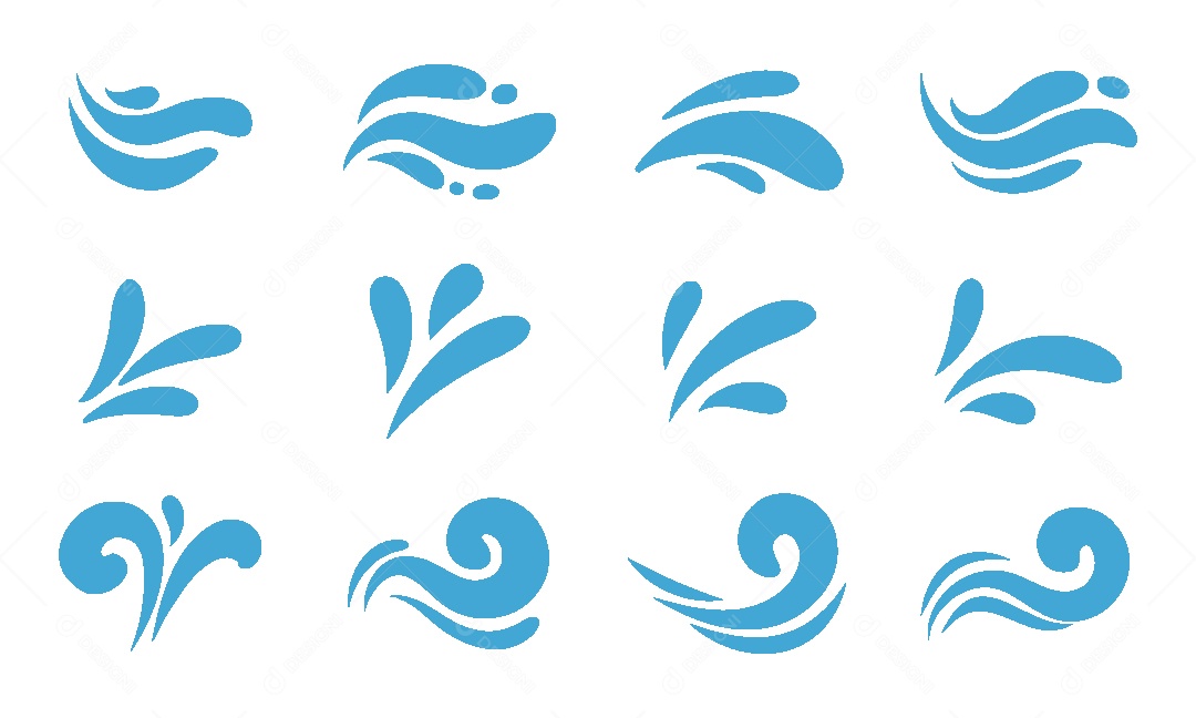 Conjunto de Respingos de Gotas de Água Ilustração Vetor EPS