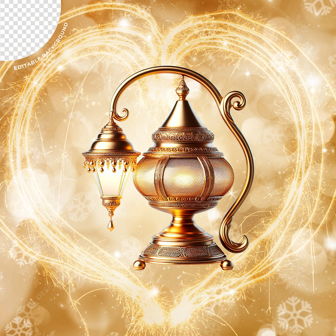 Luminária de Ano Novo Elemento 3D para Composição PSD