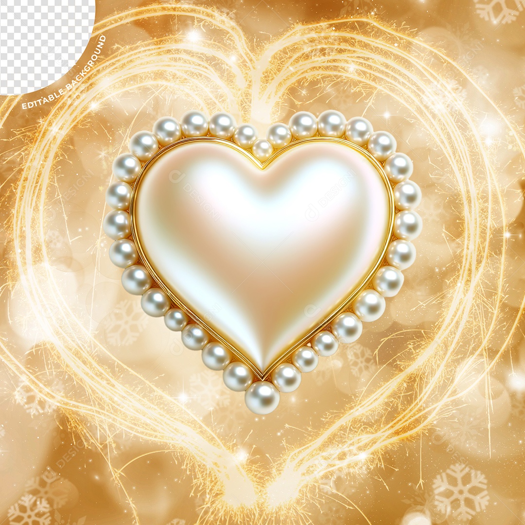 Coração Decoração Elemento 3D para Composição PSD