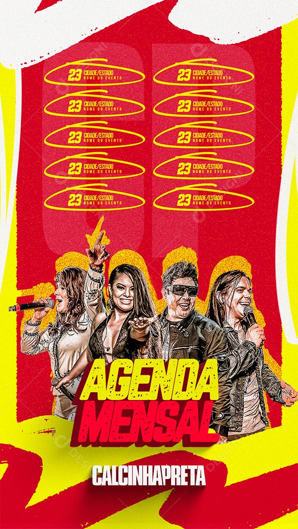 Social Media Flyer Story Agenda Mensal Calcinha Preta PSD Editável