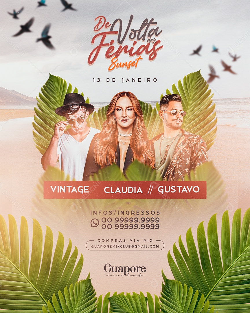 Social Media Flyer Story De Volta Das Férias Sunset PSD Editável