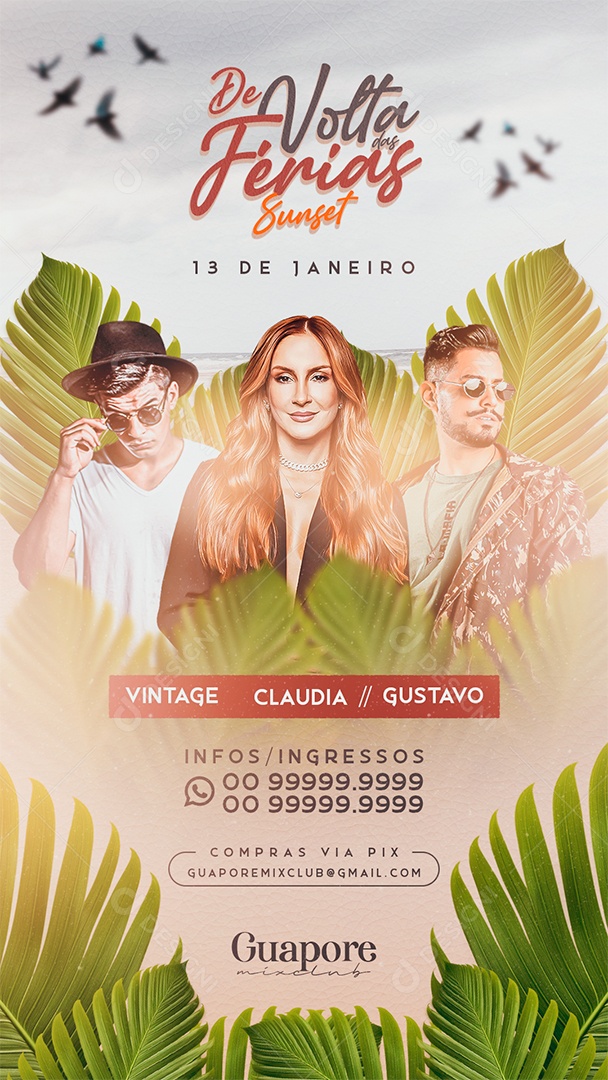 Social Media Flyer Story De Volta Das Férias Sunset PSD Editável