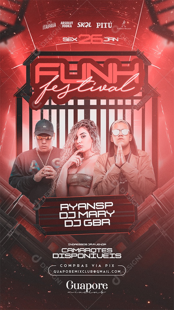 Social Media Flyer Story Funk Festival PSD Editável