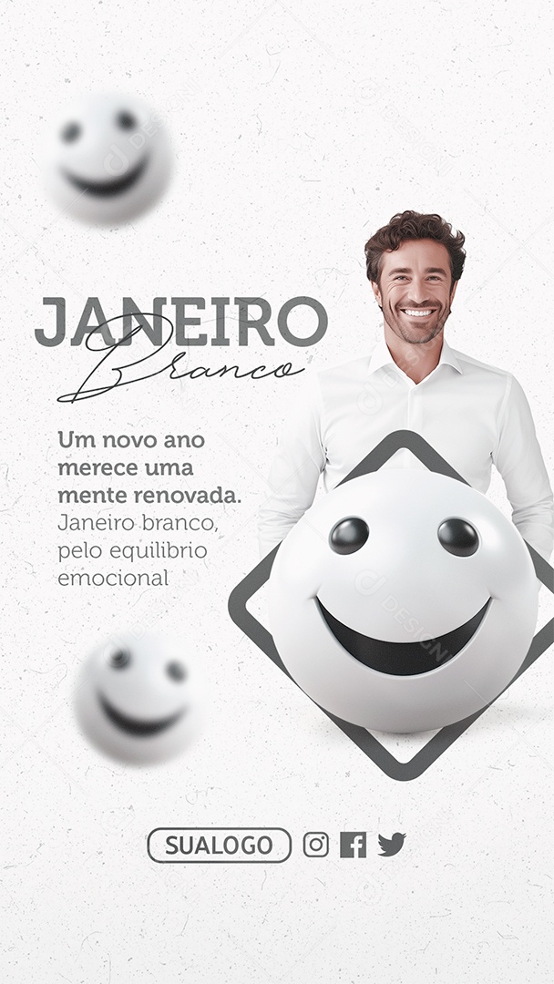 Social Media Story Janeiro Branco Um Novo Ano PSD Editável