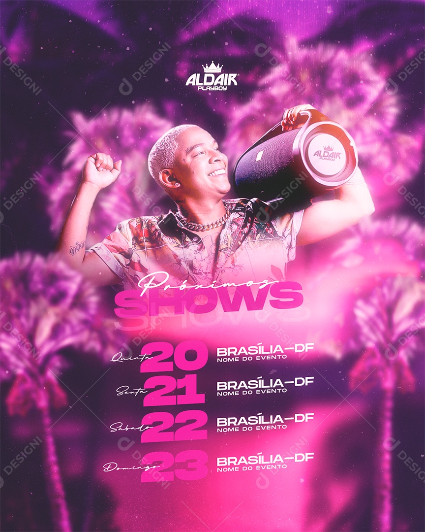 Social Media Story Flyer Próximos Shows Aldair PlayBoy PSD Editável
