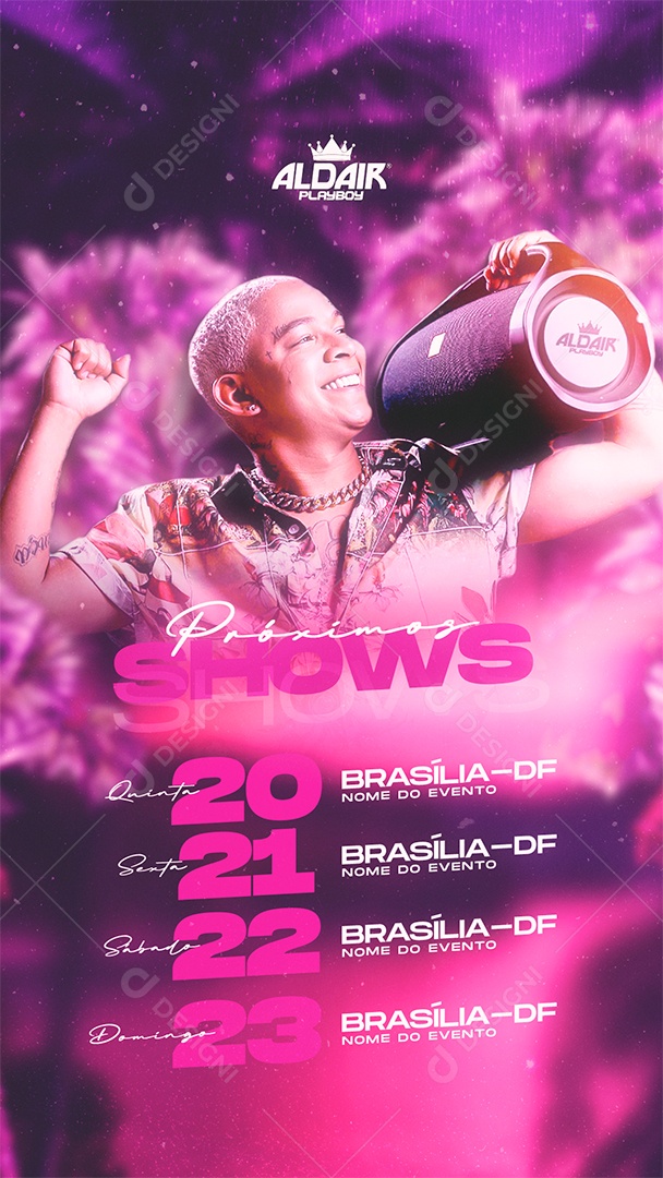 Social Media Story Flyer Próximos Shows Aldair PlayBoy PSD Editável