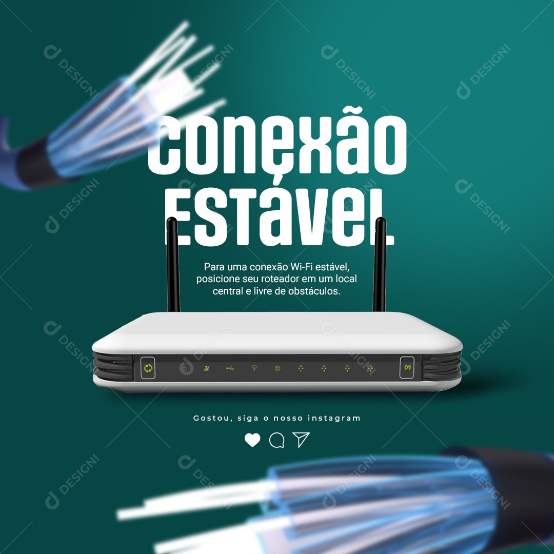 Provedor De Internet Dica Conexão Estável posicione seu roteador em um local central e livre Social Media PSD Editável