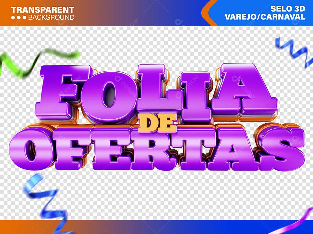 Folia de Ofertas Selo 3D Roxo Laranja para Composição PSD